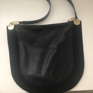 DVF cross body bag black suede trim